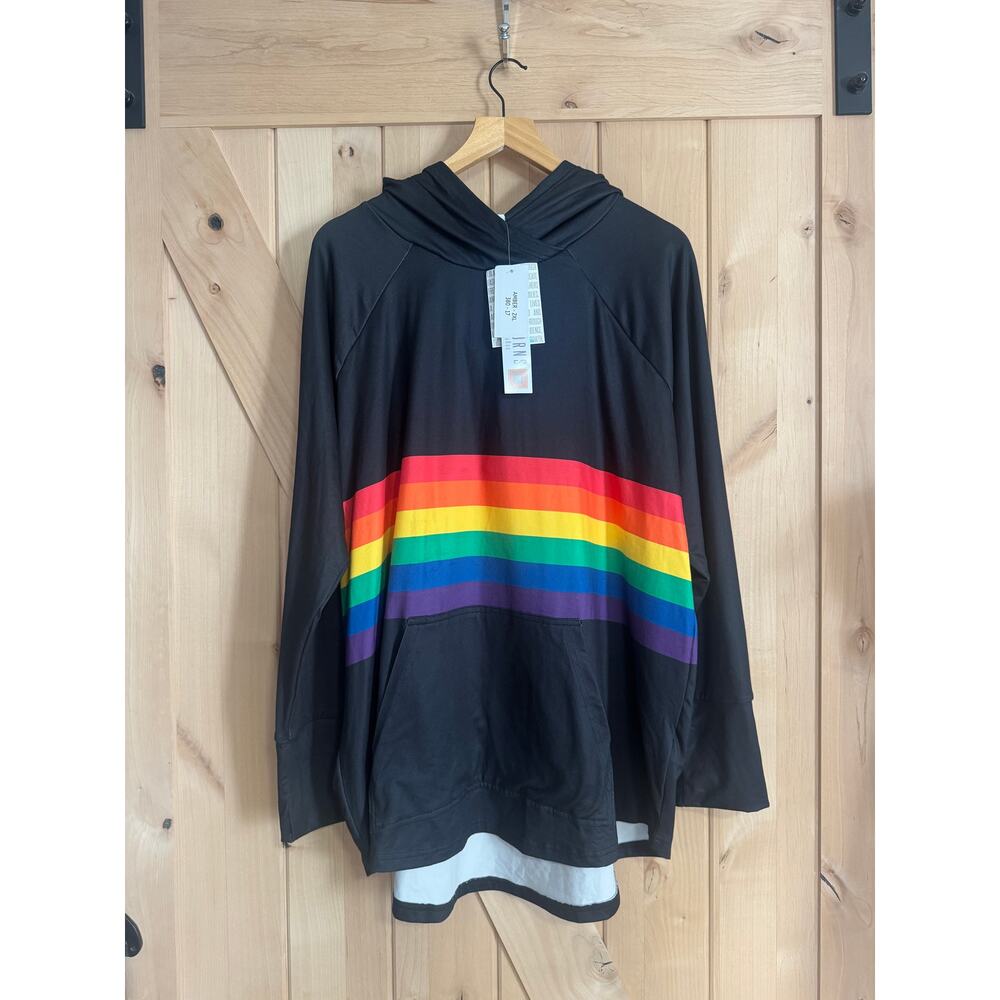 LulaRoe | NWT Amber Lightweight Hoodie Rainbow Stripe | Size 2XL (22-24)